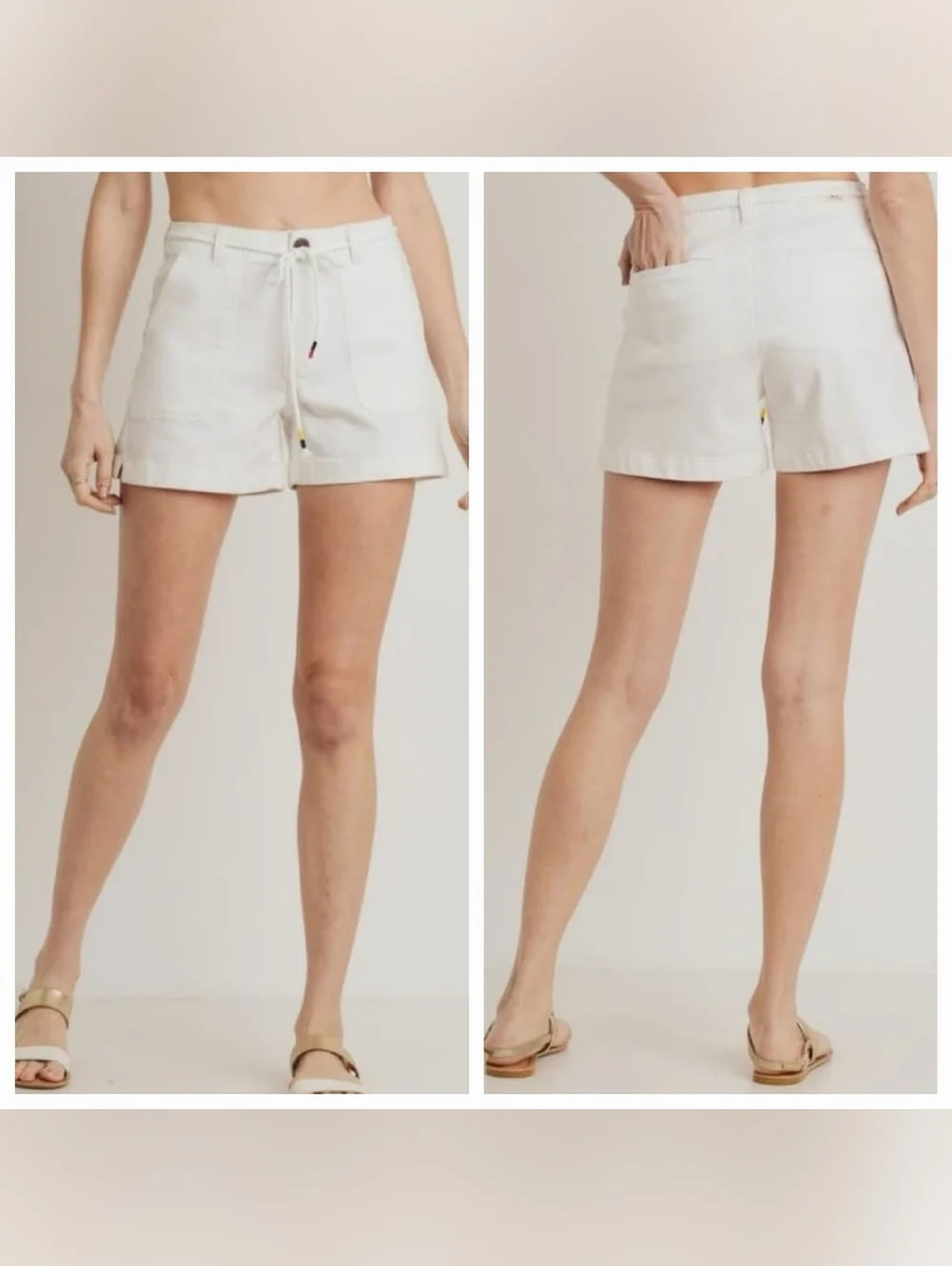$60 L.T.J Letter to Juliet High Rise Chino Shorts, Small Off White